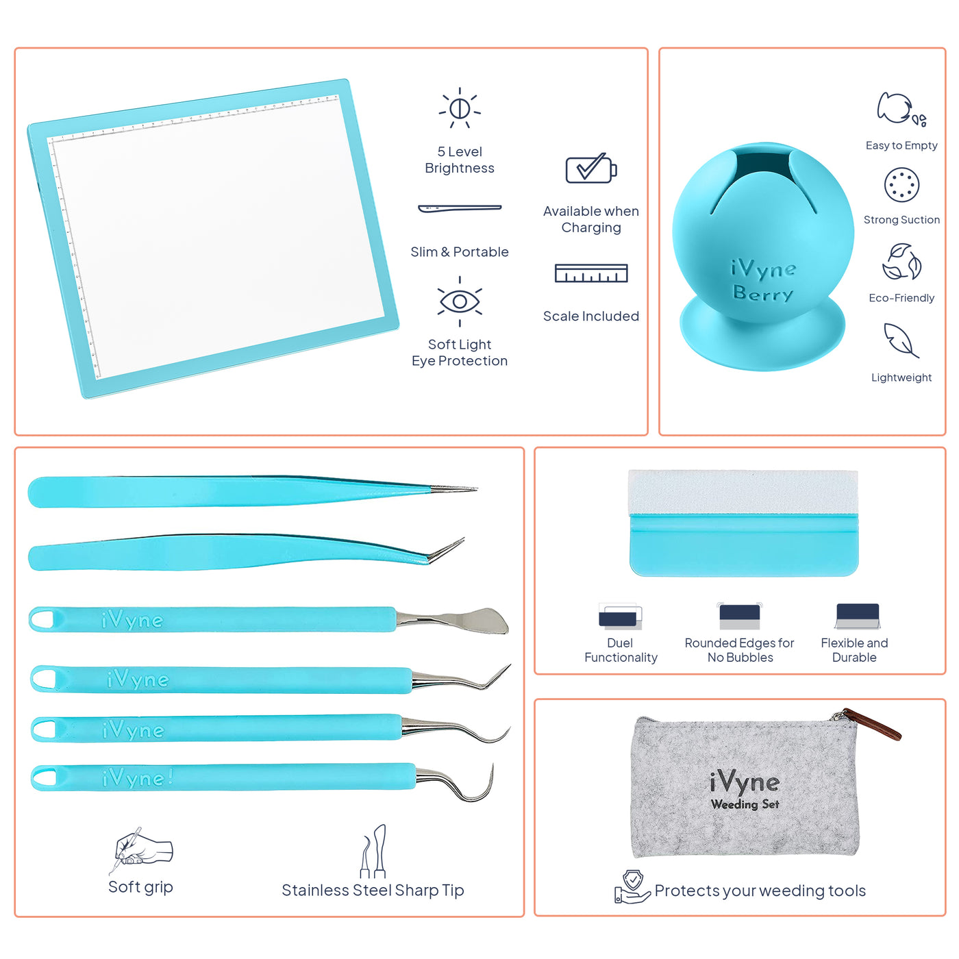iVyne 2pcs Silicone Weeding Tools for Vinyl Cricut with Crafting Tweezer  and Weeder Tool for Vinyl, Basic Vinyl Weeding Tool Kit for Silhouette  Cameo