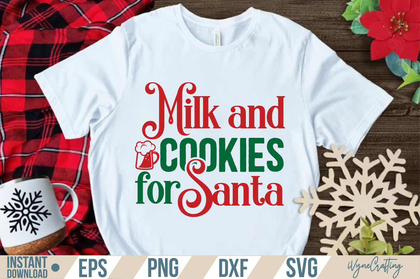 Milk and cookies for Santa SVG Cut File