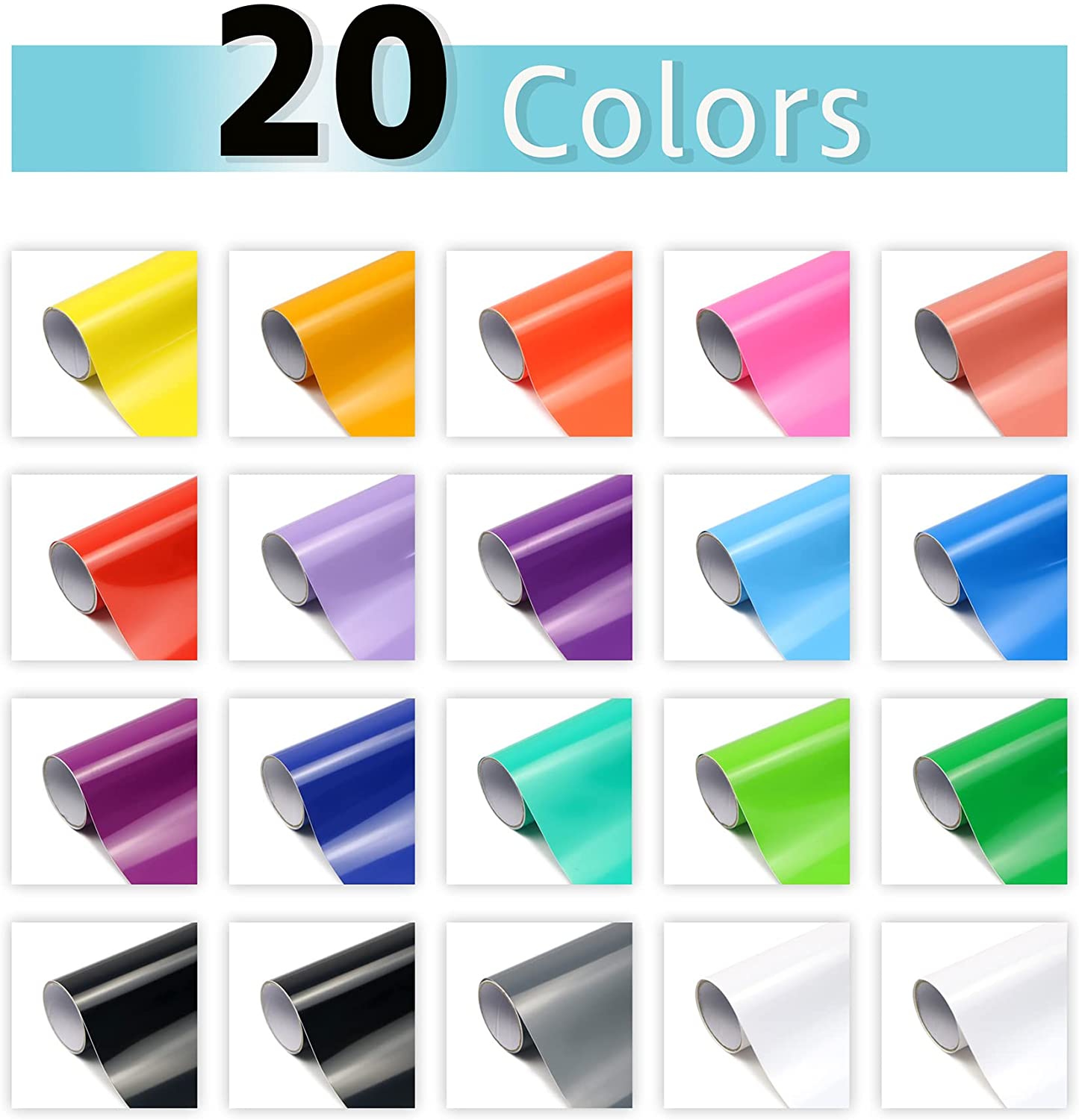iVyne 20 pcs Multicolor Permanent Adhesive Vinyl for Cricut & Silhouet